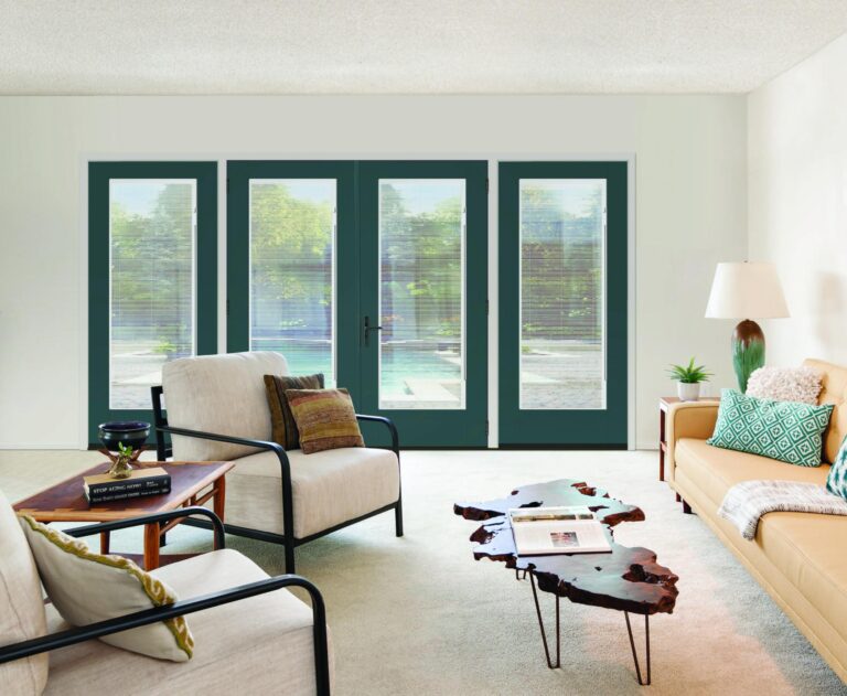 Flush glazed with blinds double door